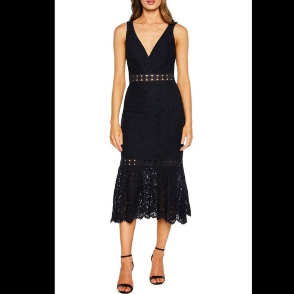 Bardot Navy Lace Midi Dress